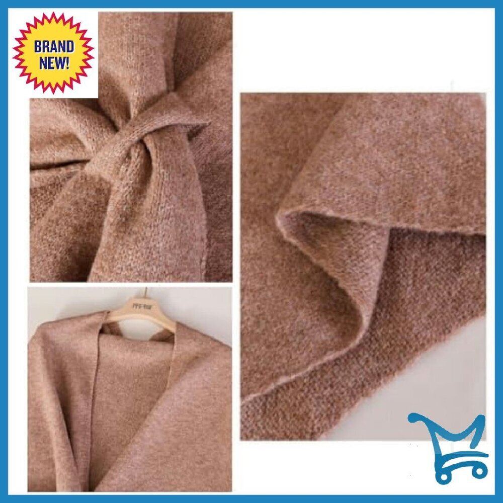 Wool Blend Triangle Shawl Wrap - Oversized Cozy Winter Scarf - Picture 4 of 8